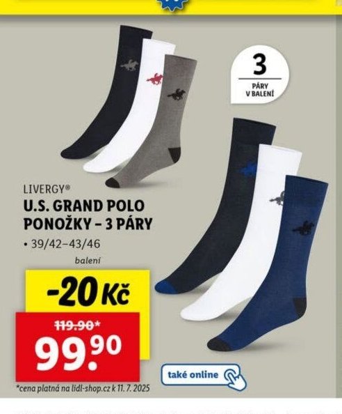 LIVERGY U.S. GRAND POLO PONOŽKY – 3 PÁRY