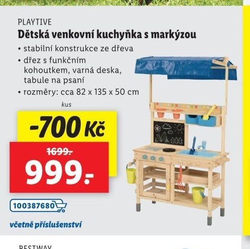 PLAYTIVE Dětská venkovní kuchyňka s markýou