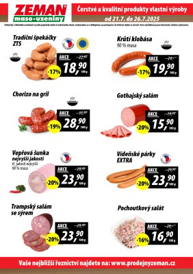 aktuální leták ZEMAN maso - uzeniny 21.7.2025-26.7.2025