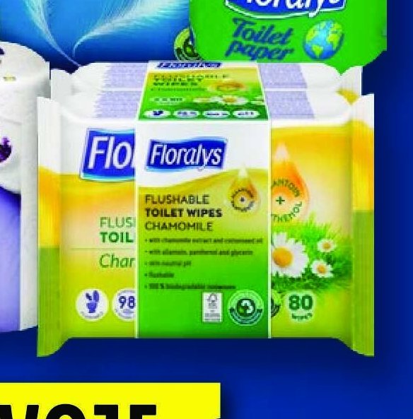 Floralys Flushable toilet wipes