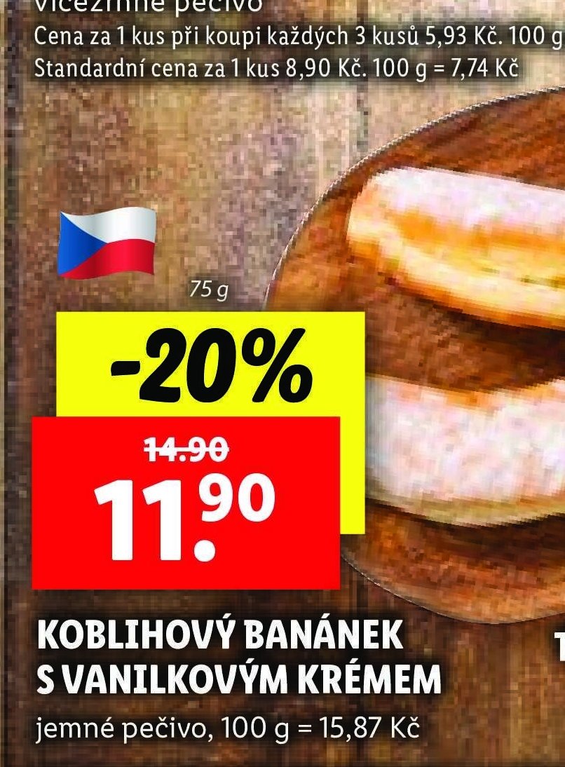 Koblihový banánek s vanilkovým krémem