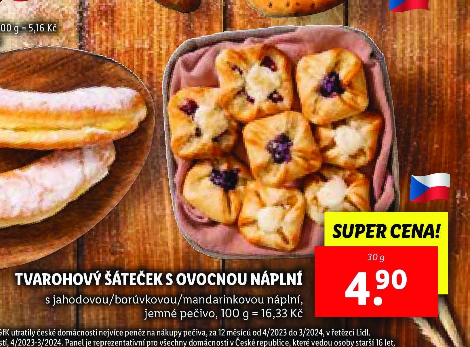 Tvarohový šáteček s ovocnou náplní