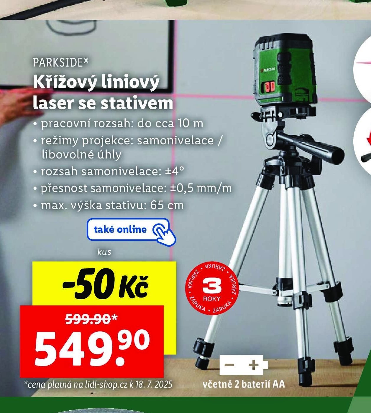 PARKSIDE Křížový liniový laser se stativem
