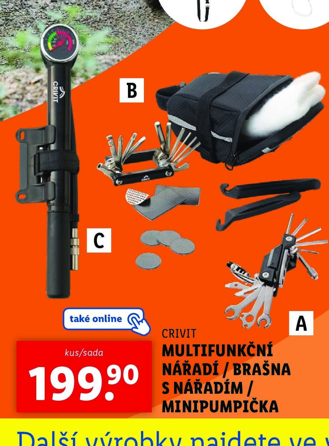 CRIVIT MULTIFUNKČNÍ NÁŘADÍ / BRAŠNA S NÁŘADÍM / MINIPUMPIČKA