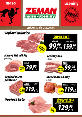 aktuální leták ZEMAN maso - uzeniny 28.7.2025-2.8.2025