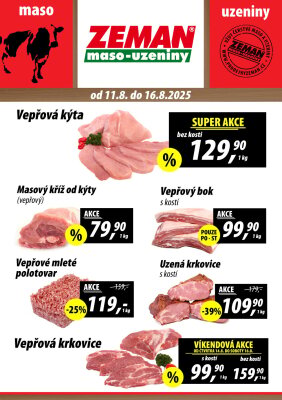 aktuální leták ZEMAN maso - uzeniny 11.8.2025-16.8.2025