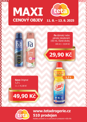 aktuální leták Teta drogerie 11.8.2025-13.8.2025