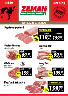 aktuální leták ZEMAN maso - uzeniny 18.8.2025-23.8.2025