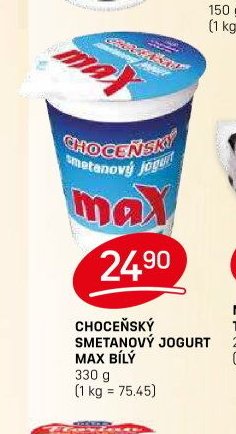 CHOCEŇSKÝ SMETANOVÝ JOGURT MAX BÍLÝ 330 g