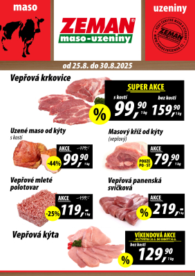 aktuální leták ZEMAN maso - uzeniny 25.8.2025-30.8.2025