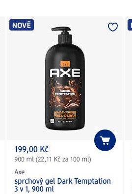 Axe sprchový gel Dark Temptation 3 v 1, 900 ml