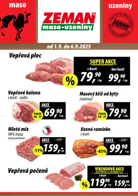 aktuální leták ZEMAN maso - uzeniny 1.9.2025-6.9.2025