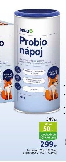 BENU Probio nápoj kakaová příchuť 200g