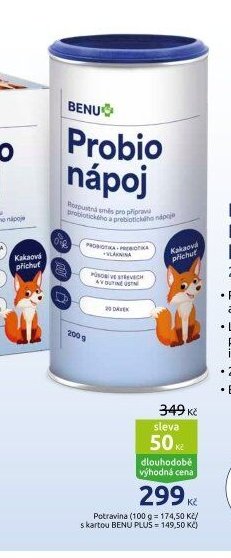 BENU Probio nápoj kakaová příchuť 200 g