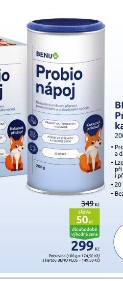 BENU Probio nápoj kakaová příchuť 200g