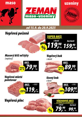 aktuální leták ZEMAN maso - uzeniny 15.9.2025-20.9.2025