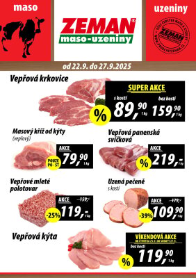 aktuální leták ZEMAN maso - uzeniny 22.9.2025-27.9.2025