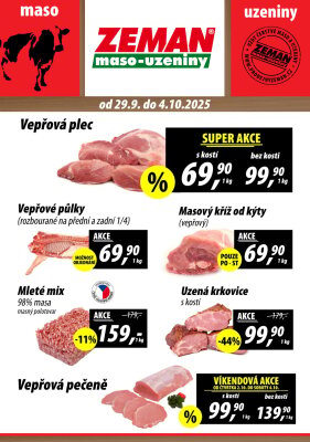 aktuální leták ZEMAN maso - uzeniny 29.9.2025-4.10.2025