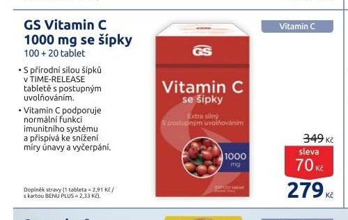 GS Vitamin C 1000 mg se šípky 100+20 tablet
