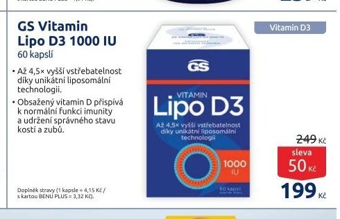GS Vitamin Lipo D3 1000 IU 60 kapslí