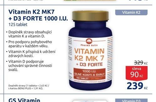 Vitamin K2 MK7 + D3 FORTE 1000 I.U.