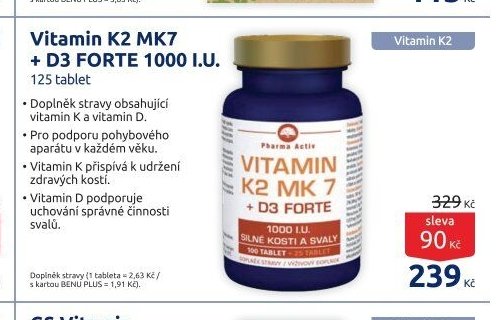 Vitamin K2 MK7 + D3 FORTE 1000 I.U.