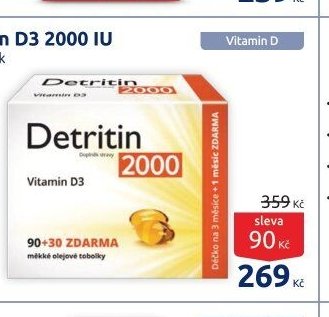 Detritin Vitamin D3 2000 IU 90 + 30 měkkých tobolek