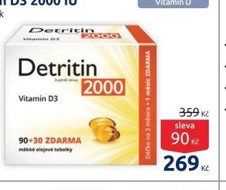 Detritin Vitamin D3 2000 IU 90 + 30 měkkých tobolek
