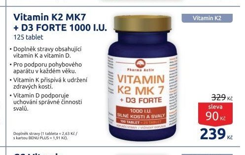 Vitamin K2 MK7 + D3 FORTE 1000 I.U.