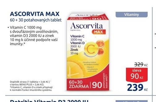 Ascorvita MAX 60 + 30 potahovaných tablet