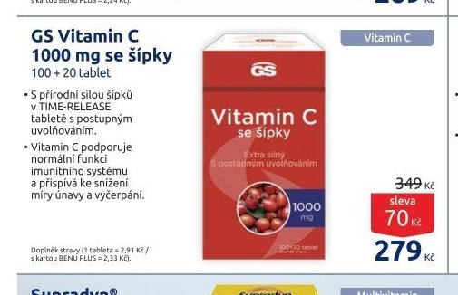 GS Vitamin C 1000 mg se šípky 100 + 20 tablet