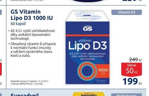 GS Vitamin Lipo D3 1000 IU 60 kapslí