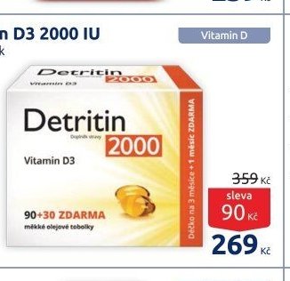 Detritin Vitamin D3 2000 IU 90 + 30 měkkých tobolek