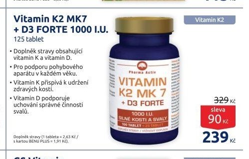 Vitamin K2 MK7 + D3 FORTE 1000 I.U.