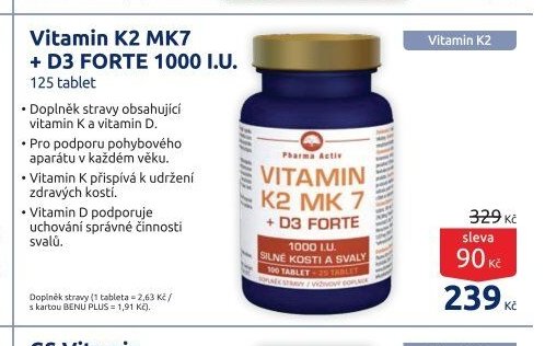 Vitamin K2 MK7 + D3 FORTE 1000 I.U.