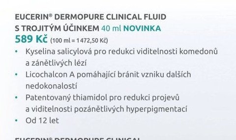 EUCERIN DERMOPURE CLINICAL FLUID S TROJITÝM ÚČINKEM 40 ml