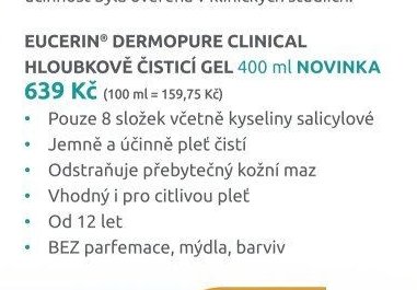 EUCERIN DERMOPURE CLINICAL HLOUBKOVĚ ČISTICÍ GEL 400 ml