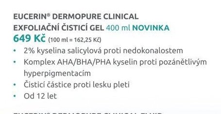 EUCERIN DERMOPURE CLINICAL EXFOLIAČNÍ ČISTICÍ GEL