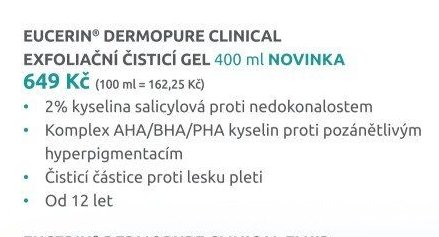 EUCERIN® DERMOPURE CLINICAL EXFOLIAČNÍ ČISTÍCÍ GEL 400 ml