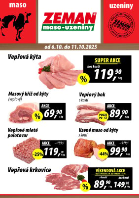 aktuální leták ZEMAN maso - uzeniny 6.10.2025-11.10.2025