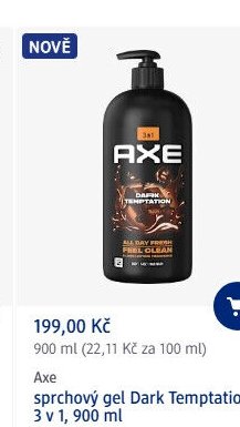 Axe sprchový gel Dark Temptation 3 v 1, 900 ml