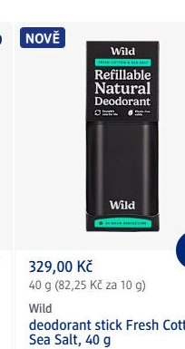Wild deodorant stick Fresh Cotton & Sea Salt, 40 g