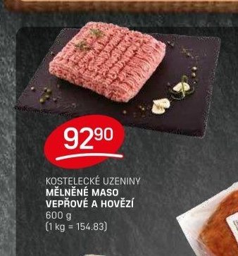 KOSTELECKÉ UZENINY MĚLNĚNÉ MASO VEPŘOVÉ A HOVĚZÍ 600g
