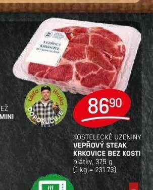 KOSTELECKÉ UZENINY VEPŘOVÝ STEAK KRKOVICE BEZ KOSTI 375g