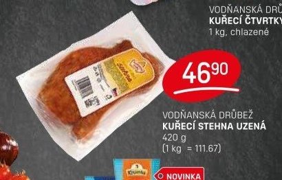 VODŇANSKÁ DRŮBEŽ KUŘECÍ STEHNA UZENÁ 420g