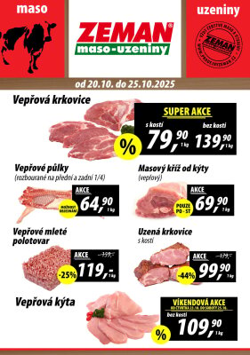 aktuální leták ZEMAN maso - uzeniny 20.10.2025-25.10.2025