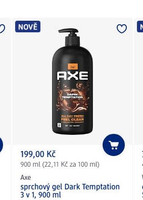 Axe sprchový gel Dark Temptation 3 v 1, 900 ml