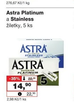 Astra Platinum a Stainless žiletky