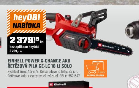 EINHELL POWER X-CHANGE AKU ŘETĚZOVÁ PILA GE-LC 18 LI SOLO