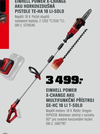 EINHELL POWER X-CHANGE AKU MULTIFUNKČNÍ PŘÍSTROJ GE-HC 18 LI T-SOLO